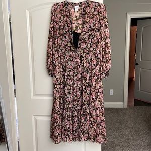 Floral tiered midi dress with slip dress